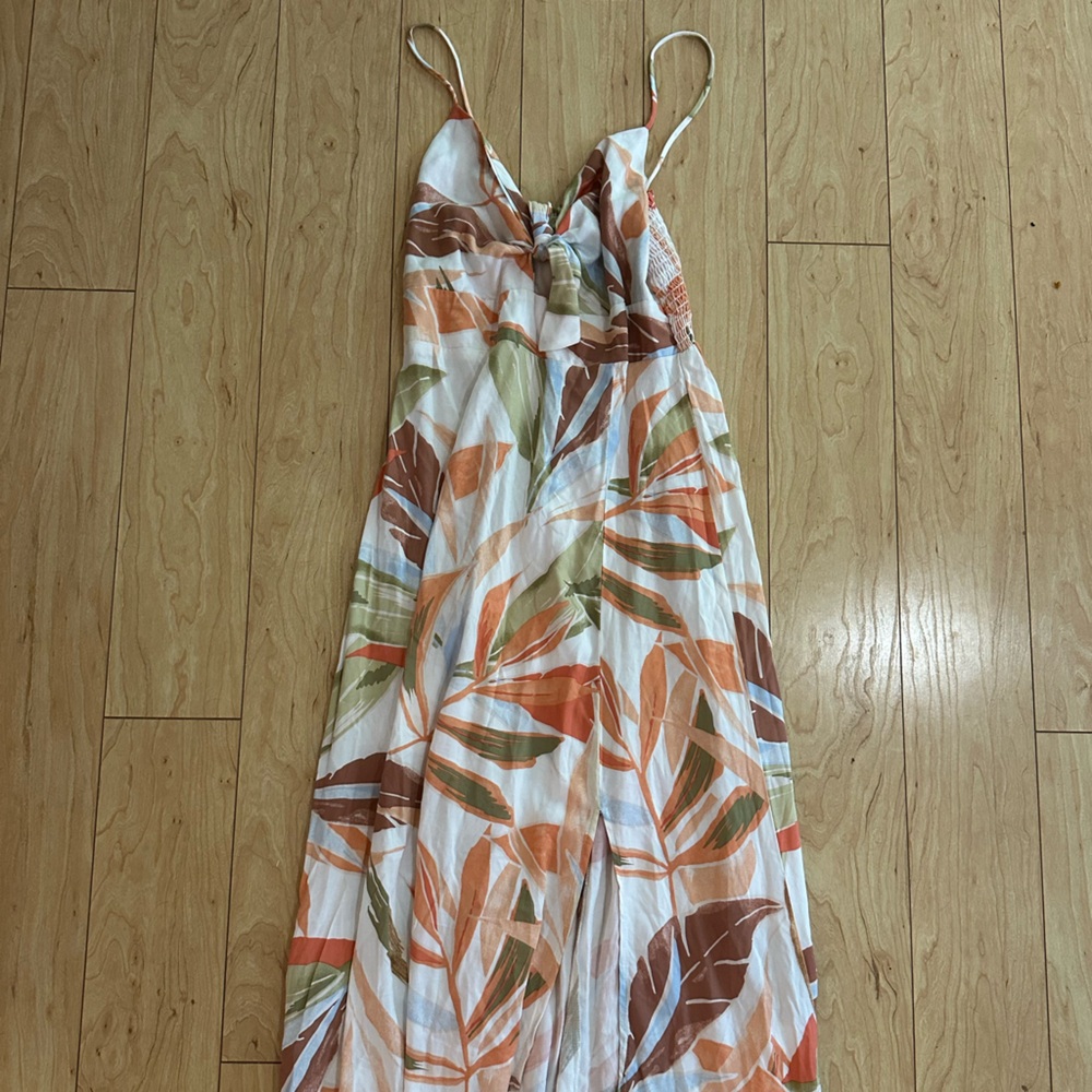 Front tie tropical dress